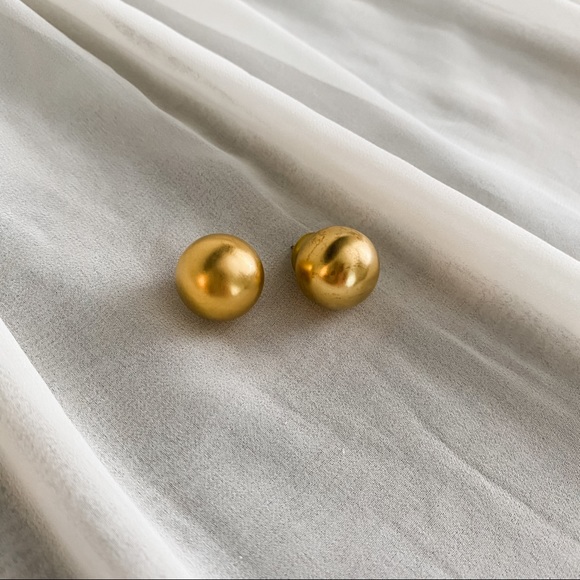 Vintage Jewelry - Vintage XL Gold Ball Stud Earrings Extra Chunky